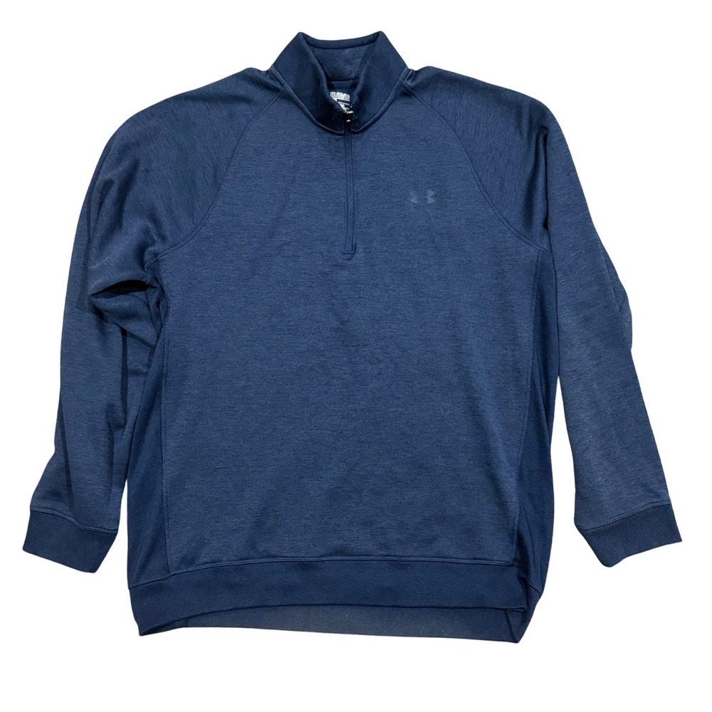 Under Armour Mens ColdGear 1/4 Zip Pullover Navy Blue Heather Sweater 2XL